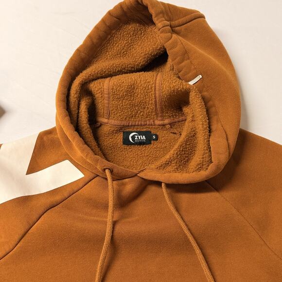 Zyia Brown Active crop hoodie women size S pullover sweatshirt Logo Gym Training - Picture 4 of 11